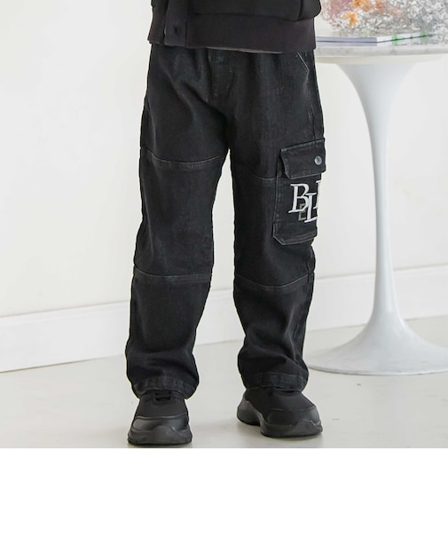 【店舗限定】カーゴ刺しゅうストレッチデニムパンツ(95~160cm)