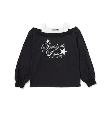 スターモチーフオフショル風レイヤードTシャツ(130~160cm)