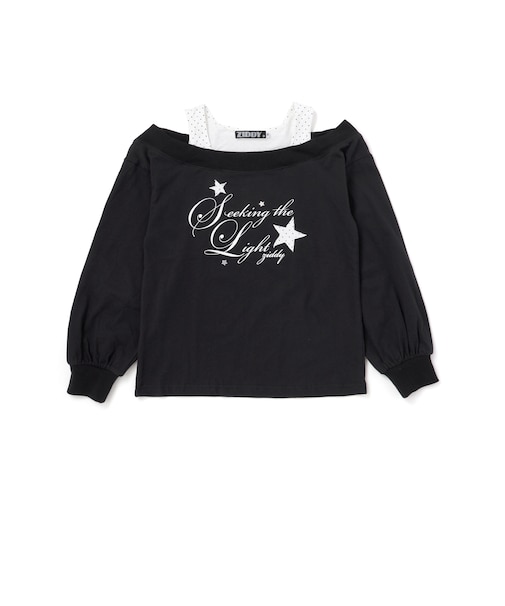 スターモチーフオフショル風レイヤードTシャツ(130~160cm)