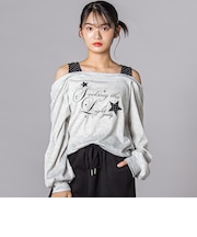 スターモチーフオフショル風レイヤードTシャツ(130~160cm)