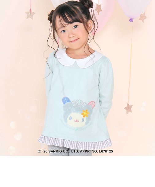 【サンリオキャラクターズｘSLAPSLIP】襟付き裾フリル長袖Tシャツ(80~130cm)