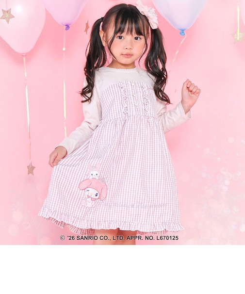 【サンリオキャラクターズxSLAPSLIP】チェックスカートドッキングワンピース(80~130cm)