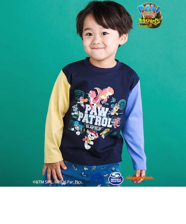 【パウ・パトロール×SLAPSLIP】無地&袖切り替えプリント長袖Tシャツ(90~130cm)