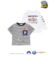 【パウ・パトロール×SLAPSLIP】ストライプ柄半袖Tシャツ＋プリント長袖Tシャツセット(90~130cm)