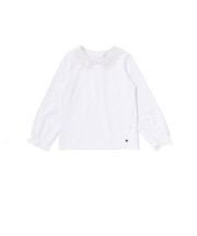 フラワーレース襟 ベア天竺長袖Tシャツ(90~140cm)