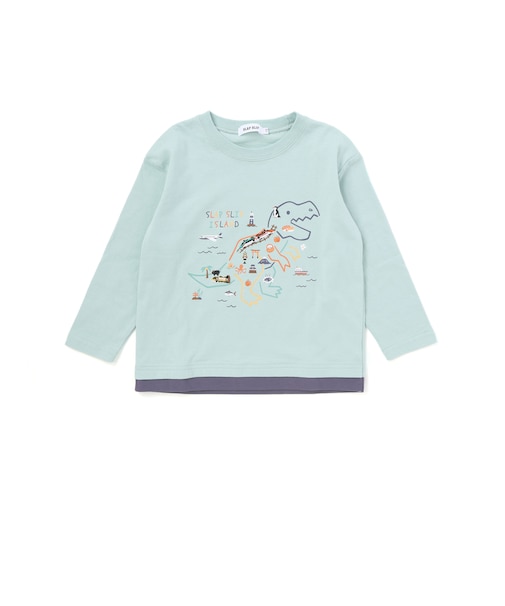 恐竜地図長袖Tシャツ(80~130cm)
