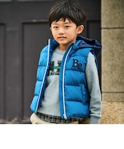 フード付き配色ダウンベスト(90~150cm)