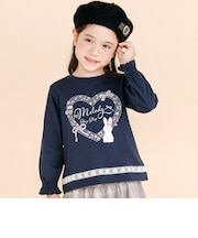 裾梯子レース天竺長袖Tシャツ(80~130cm)