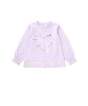裾梯子レース天竺長袖Tシャツ(80~130cm)