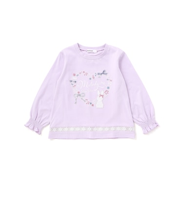 裾梯子レース天竺長袖Tシャツ(80~130cm)