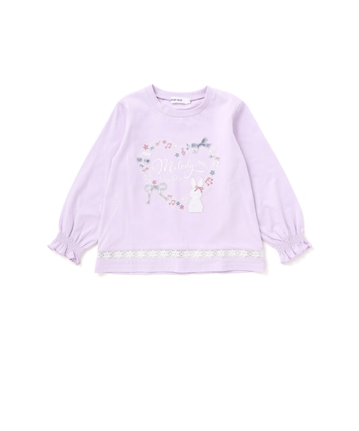 裾梯子レース天竺長袖Tシャツ(80~130cm)