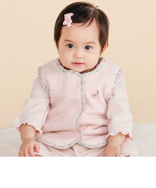 【お揃い】リバーシブル刺しゅうベストベビー(70~80cm)