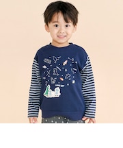 ボーダー切り替え長袖Tシャツ(80~130cm)