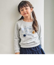 ラメウラケフラワーモチーフロゴ刺しゅうトレーナー(90~150cm)