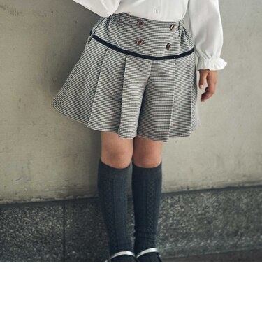 【お揃い】千鳥格子切り替えプリーツショートパンツ(90~160cm)