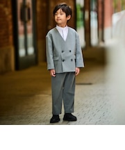 TRトロノーカラージャケット+ロングパンツ セットアップ(90~130cm)
