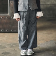 【お揃い】グレンチェック×ドットツータックワイドパンツ(100~160cm)