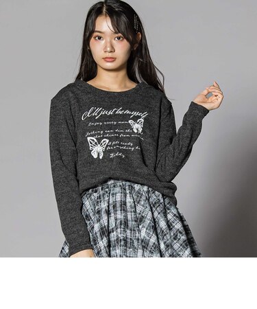 バタフライロゴフード付き長袖トップス(130~160cm)