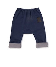 デニムニット サガラ刺しゅうチェック折り返しロングパンツベビー(70~90cm)