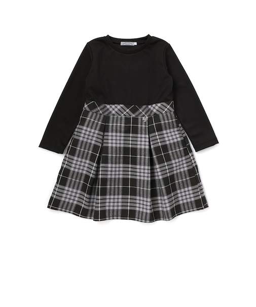 【店舗限定】ポンチチェックドッキングワンピース(95～150cm)