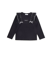 肩フリルハート刺しゅう長袖Tシャツ(80~130cm)
