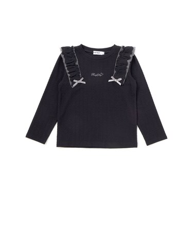 肩フリルハート刺しゅう長袖Tシャツ(80~130cm)