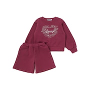 【店舗限定】フラワーハート刺しゅうトップス+キュロットセット(95~150cm)