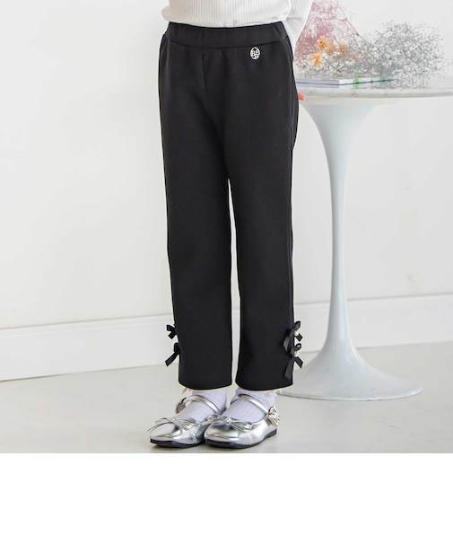【店舗限定】ポンチ裾リボンパールロングパンツ(95~150cm)