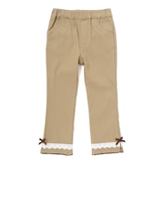 裾レース＆リボンストレッチツイルロングパンツ(90~130cm)