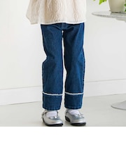 【店舗限定】レースストレッチデニムロングパンツ(95～150cm)