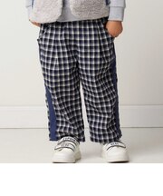 サイドライン起毛チェックロングパンツ(80~90cm)
