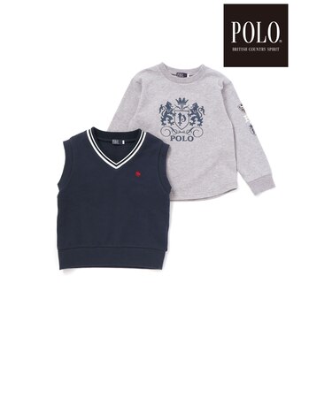 【POLO BCS(ポロ・ビーシーエス)×SLAP SLIP】長袖Tシャツ&ベストセット(80~130cm)