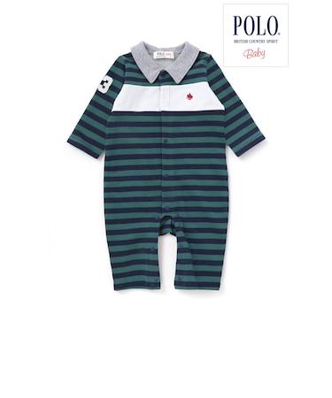 【POLO BCS(ポロ・ビーシーエス)×SLAP SLIP】胸元切り替え裏毛カバーオールベビー(60~80cm)