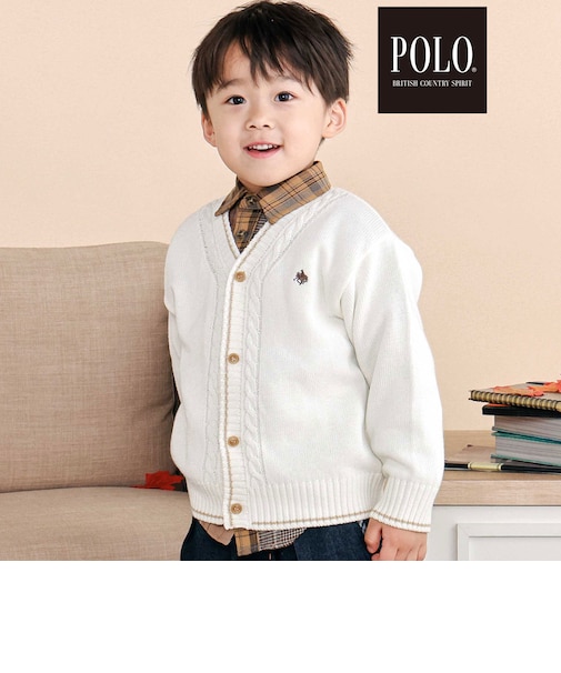 【POLO BCS(ポロ・ビーシーエス)×SLAP SLIP】シンプルニットカーディガン(80~130cm)