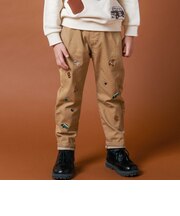 刺しゅう裏起毛ストレッチデニム&ツイルロングパンツ(80~130cm)