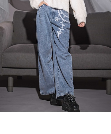 チェーンプリント デニムパンツ(130~160cm)