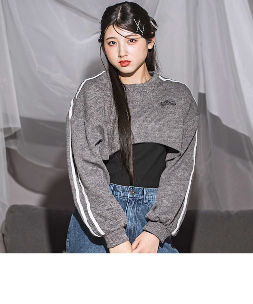 メランジニット&長袖Tシャツ2点セット(130~160cm)
