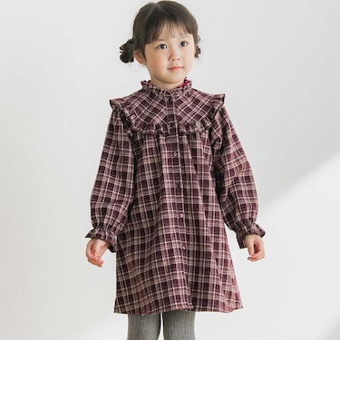 【店舗限定】ネルチェック柄ワンピース(95～150cm)