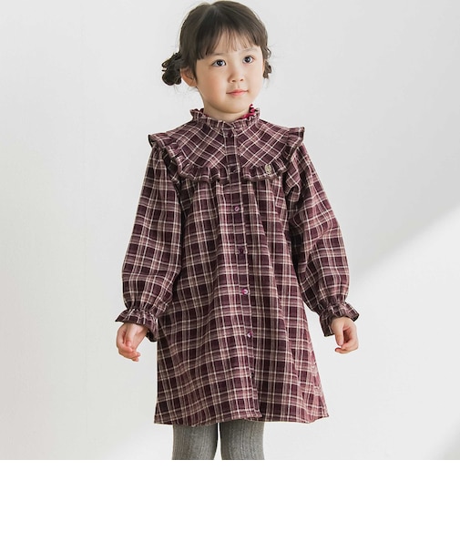 【店舗限定】ネルチェック柄ワンピース(95～150cm)