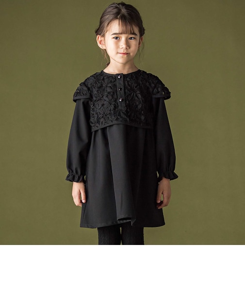 立体フラワーチュールドッキングワンピース(95～160cm)
