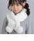 【お揃い】パールモチーフリボン格子編みニットマフラー