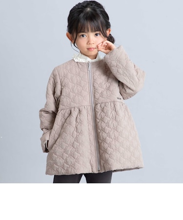 フラワーキルトタフタノーカラー中綿ブルゾン(90~150cm)