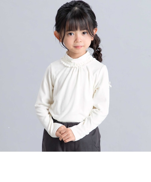【日本製】ミップスウェードフリルハイネックTシャツ(80~160cm)