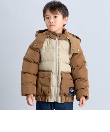 【撥水加工】配色タフタ4way中綿コート(90~150cm)