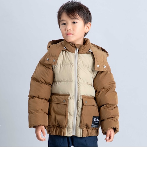 【撥水加工】配色タフタ4way中綿コート(90~150cm)