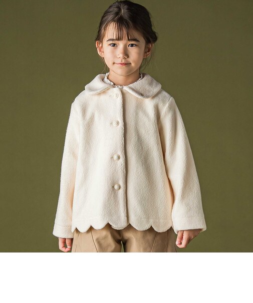 丸襟スカラップボアコート(95~150cm)