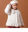 リボン風ビッグカラーフリル付きピーチ起毛タフタコート(80~130cm)