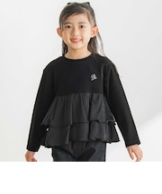 シフォン2段フリル 長袖カットソー(95~160cm)