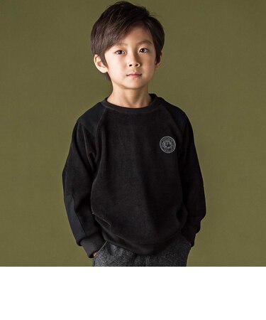ワッペン付き 異素材切り替え長袖トレーナー(95~160cm)