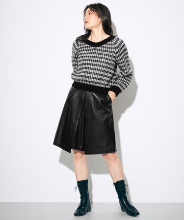 チェックモヘヤニットトップ